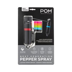 POM Pepper Spray Black Keychain 6 in 1 .05oz