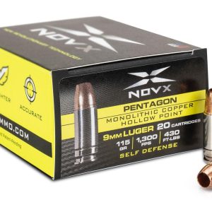 NovX Pentagon Handgun Ammunition 9mm Luger 115gr CHP 1300 fps 20/ct