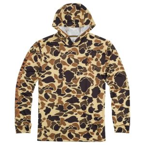 Browning Hooded Long Sleeve Tech Shirt Vintage Tan Camo L