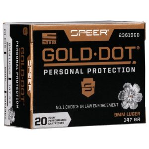 Speer Gold Dot Handgun Ammunition 9mm Luger 147 gr HP 985 fps 20/ct