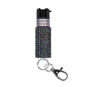 Sabre Jeweled Pepper Spray with Key Ring Black