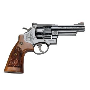 Smith & Wesson N Frame Model 29 Handgun .44 Mag 6rd Capacity 4" Engraved Barrel Black with Wood Grips