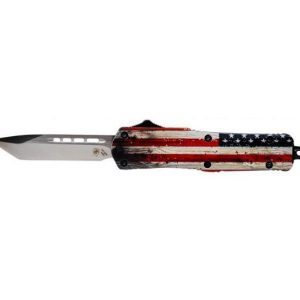Templar Knife OTF Small Knife 2-1/4" Tanto Blade Wood US Flag