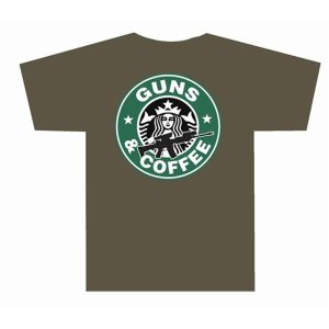 Tuff Products Guns and Coffee Short Sleeve Shirt OD Green L