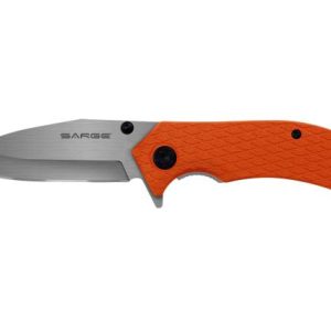 Sarge Knives Adrenaline Spring Assist Folding Knife 3-1/2" Gut Hook Blade Orange