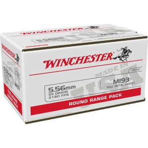Winchester USA Lake City M193 Rifle Ammunition 5.56mm 55 gr. FMJ 3240 fps 100/ct