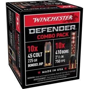 Winchester Defender Combo Pack Shotshells and Handgun Ammunition .410 ga/.45 Colt 225 gr. JHP 850 fps 20/ct