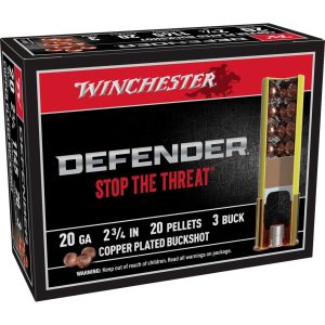 Winchester Copper Plated Defender Shotshell 20 ga 2-3/4" 20 pellet 1145 fps #3 10/ct