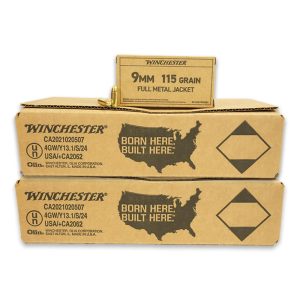 Winchester Service Grade Handgun Ammunition 9mm Luger 115 gr. FMJ 1300 fps 1000/ct (20-50/ct Boxes)