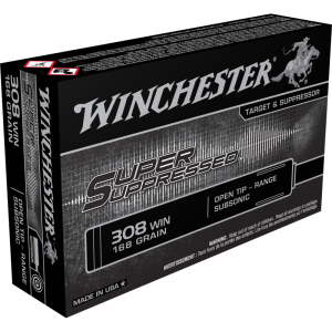 Winchester Super Suppressed Rifle Ammunition .308 Win 180 gr OTR 1060 fps 20/ct