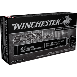 Winchester Super Suppressed Handgun Ammunition .45 ACP 230 gr. FMJE 850 fps 50/ct