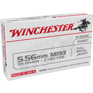 Winchester USA Lake City M193 Rifle Ammunition 5.56mm 55 gr. FMJ 3240 fps 1000/ct case