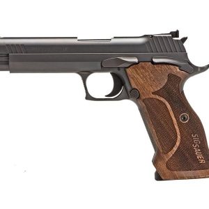 P210 9MM 5IN TARGET BLK SAO ADJUSTABLE SIGHTS WALNUT GRIP (2) 8RD STEEL MAG