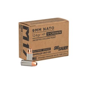 Sig Sauer ELite V-Crown M17 Handgun Ammunition  9mm Luger JHP 1198 fps 20/ct