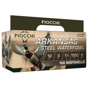 Fiocchi Arkansas Steel Waterfowl Shotshells 12ga 3" 1-1/5oz 1550 fps #2 100/ct