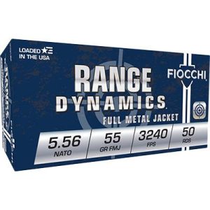 Fiocchi Range Dynamics Rifle Ammunition 5.56mm NATO 55 gr FMJ 3240 fps 50/ct