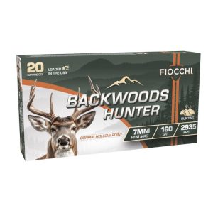 Fiocchi Backwoods Hunter Rifle Ammunition 7mm Rem Mag 160gr CHP 2935 fps 20/ct