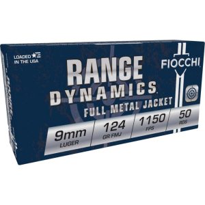 Fiocchi Pistol Shooting Dynamics Handgun Ammunition 9mm Luger 124 gr FMJ 50/Box