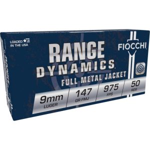Fiocchi Pistol Shooting Dynamics Handgun Ammunition 9mm Luger 147 gr FMJ 50/Box