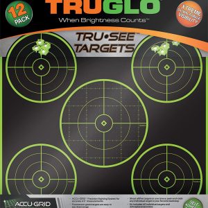 TRUGLO TRU-SEE Self Adhesive Targets - 5 Bullseye 12x12 Green 12 Pack