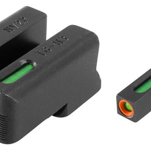 Truglo TFX Pro Tritium/Fiber-Optic Day/Night Sights Fit Novak LoMount cut .260 front / .500 rear - Orange Outline Front/Rear Green