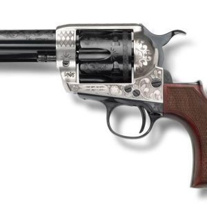 Pietta 1873 Alchimista Jr Handgun .45 Colt 6rd Capacity 3.5" Barrel Silver & Blue Engraved Checkered Grips