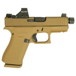 Glock 43X Custom "Shark Puppy" FDE Handgun 9mm Luger 10rd Magazines (1) 3.9" Threaded Black Barrel Holosun 407K Slide Lock