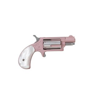 NAA 22M Rose Handgun .22 WMR 5rd Capacity 1.13" Barrel Bird Head Pearl Grip Pink Cerekote
